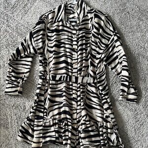 Zara Black and White Zebra Print Trench Coat